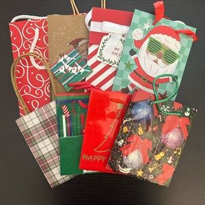 Festive Christmas Gift Bags Set - set of 19 various sizes